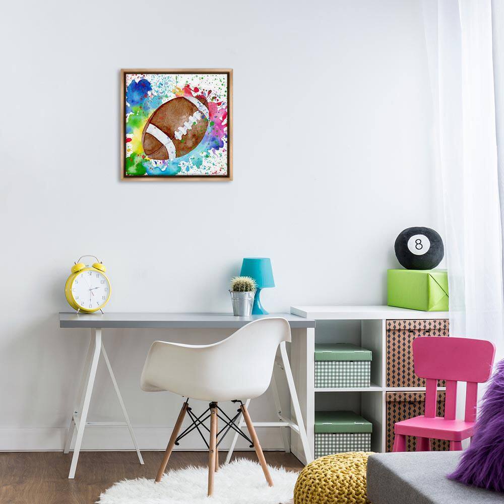 Vivid Splash & Football by Kim Allen Brown Floater Frame Sports Graphic Art Print 18 in. x 18 in. price history on PriceWatchPro