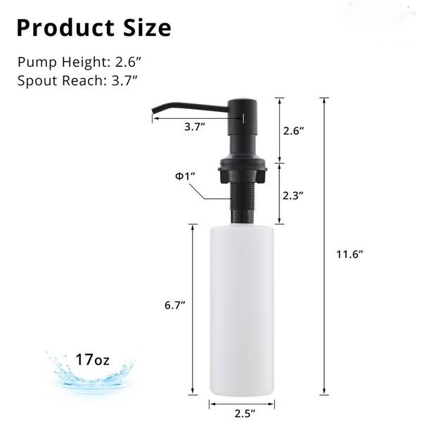 Straight Nozzle Metal Soap Dispenser in Matte Black