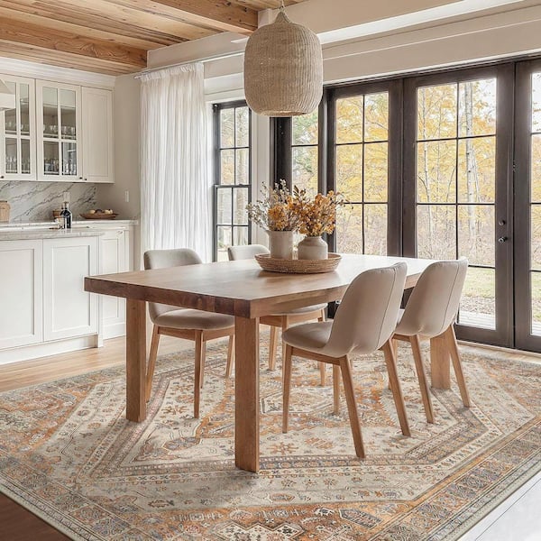 Soraya Medallion Light Brown 6 ft. x 9 ft. Living Room/Bedroom/Dining Room Area Rug