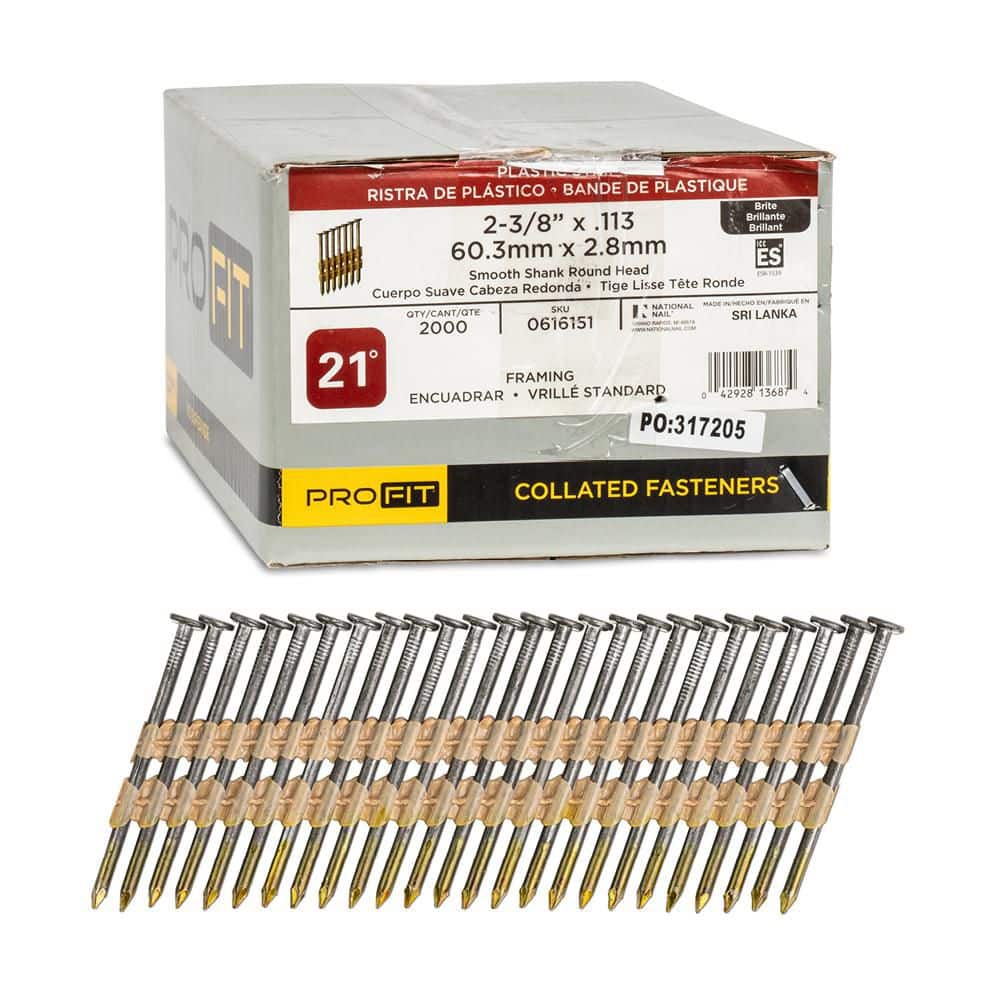 2-3/8 in. x 0.113 21-Degree Bright Finish Smooth Shank Plastic Strip Framing Nails (2000-Per Box) price history on PriceWatchPro