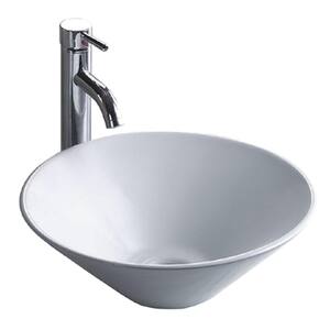 China Luxe Series 16 in. Round Vitreous Ceramic Vessel Bathroom Sink in White