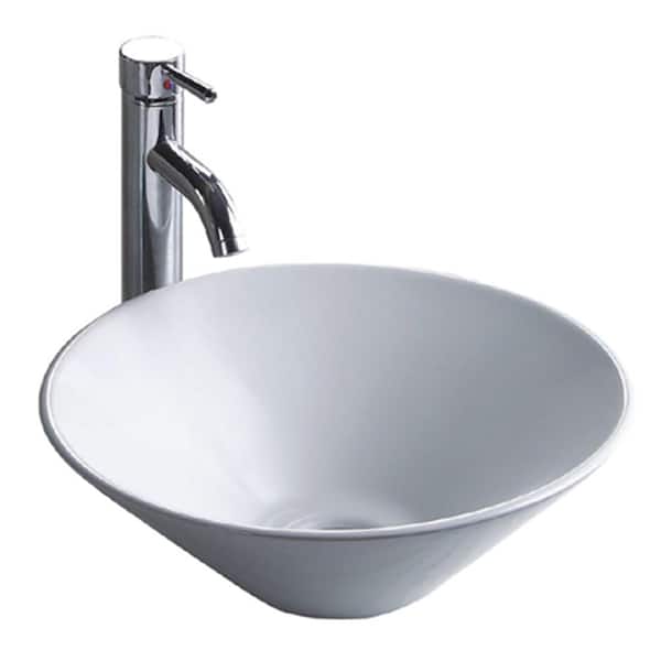 Wells China Luxe Series 16 in. Round Vitreous Ceramic Vessel Bathroom Sink in White