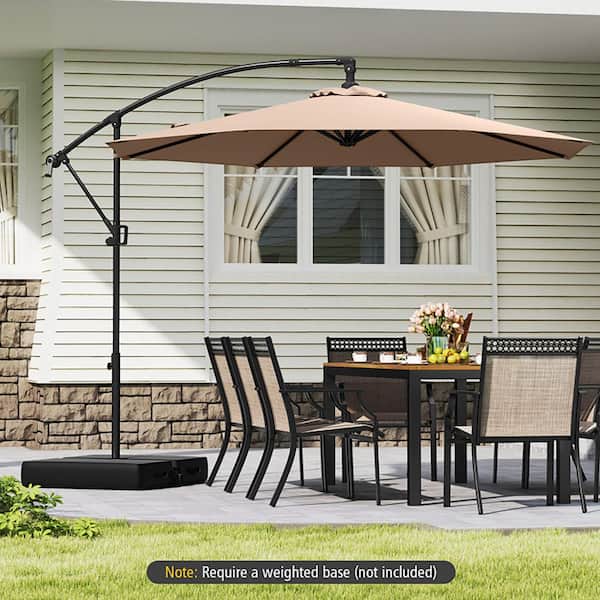 10 ft. Outdoor Cantilever Patio Umbrella Fade Resistant and UV Resistant with Infinite Tilt-Coffee
