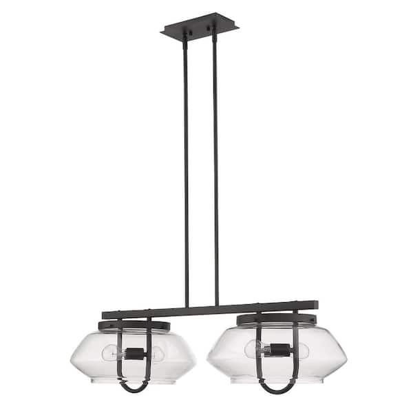60-Watt 4-Light Bronze Pendant Light with Crystal, No Bulbs Included