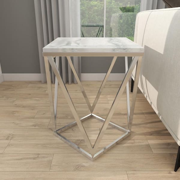 Marble side table silver discount