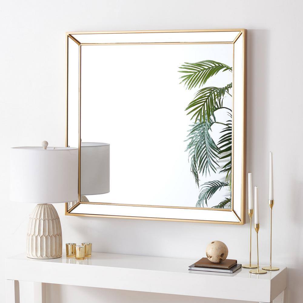 Presea 36-Inch Square Gold Framed Mirror