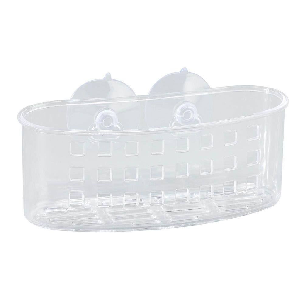 Bath Bliss Medium Bath Basket with Suction in Clear 3976 - The Home Depot