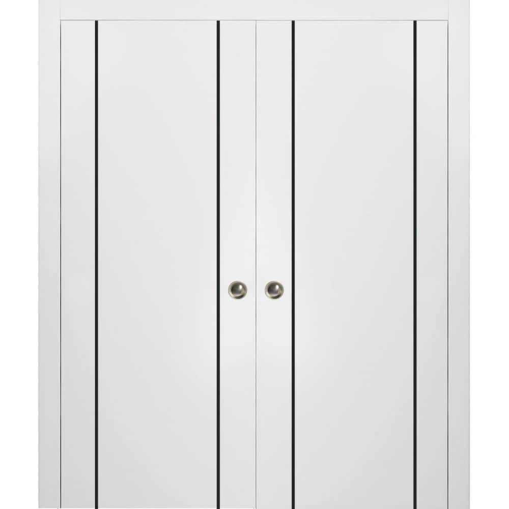 Assemble Required 84 in. x 84 in. 2-Panel White Finished Solid Wood with Honeycomb Sliding Door with Hardware price history on PriceWatchPro