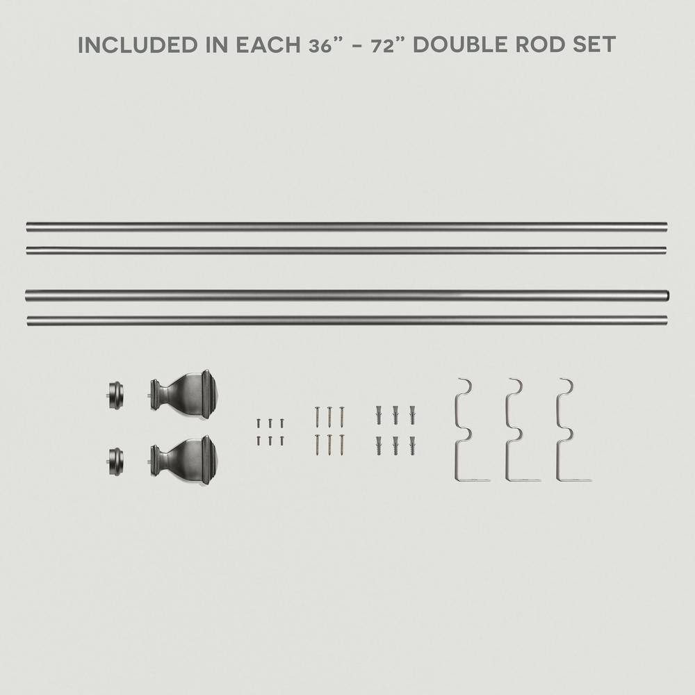 Gold Adjustable Double Curtain Rod with Carved Finials, 36"-72"