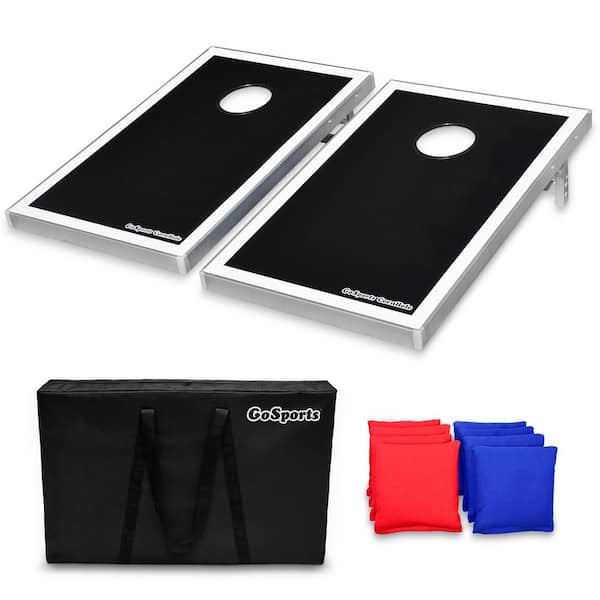 Cornhole Board Toss Game Set MDF Wood 8 Bean Bags W/ Carrying Case for sale online 