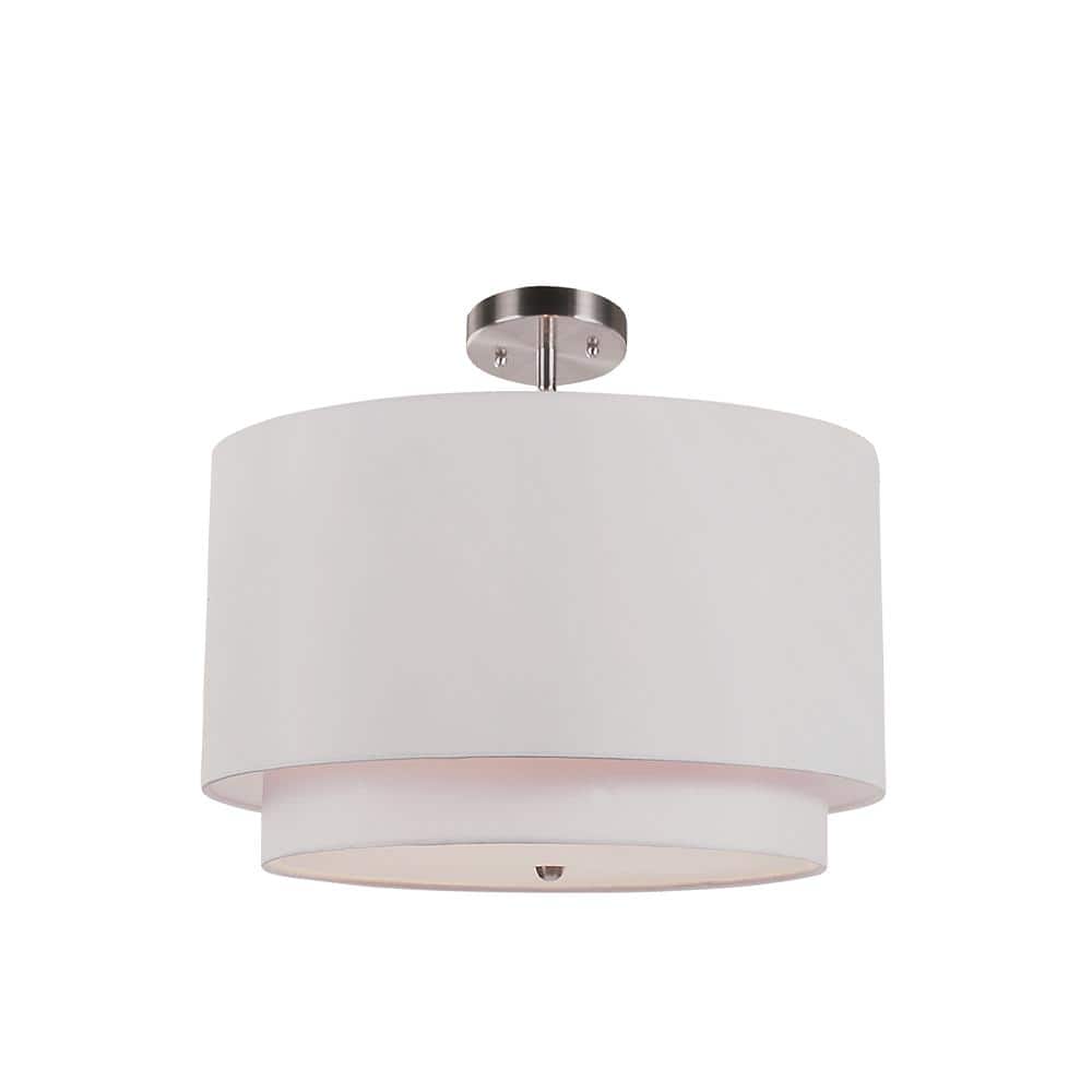 Schiffer Brushed Nickel 18" Drum Pendant with Ivory Shade