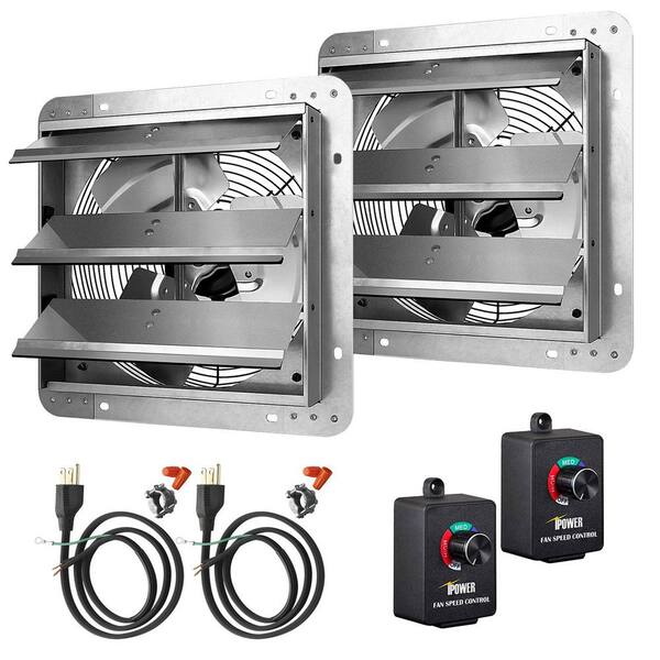 12-Inch Aluminum Wall Mount Shutter Exhaust Fan With 1.65m Cord - 1800 CFM, 63W For Garage, Kitchen