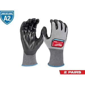 Large Gray Polyester High Dexterity Cut 2 Resistant Polyurethane Outdoor and Work Gloves (2-Pack)
