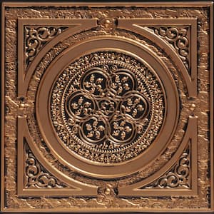 Steampunk Antique Gold 2 ft. x 2 ft. PVC Glue-up or Lay-in Faux Tin Ceiling Tile (100 sq. ft./case)