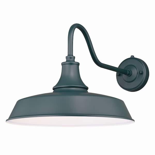 VAXCEL Dorado 1-Light Dusk to Dawn Green White Farmhouse Barn Dome Outdoor Wall Lantern Sconce