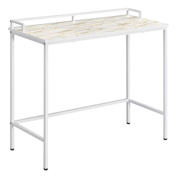 Rectangular White Marble Console Table With Gold Metal Base Rectangular White Marble Console Table With Gold Metal Base