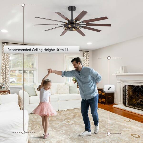 Breezary Vitale 60 in. 4-Light Windmill Black Ceiling Fan with