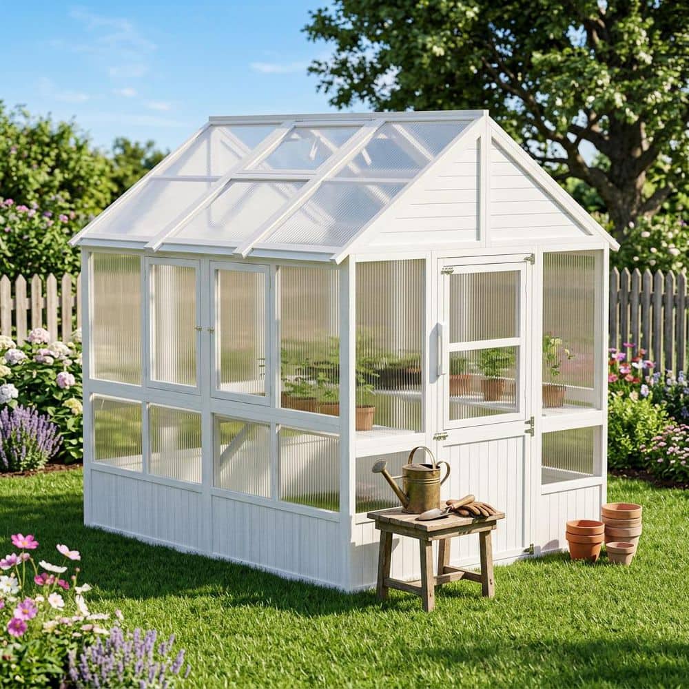 FUFU&GAGA Sturdy Cedar 5 ft. W x 7 ft. D x 7 ft. H Polycarbonate