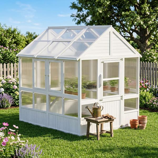 FUFU&GAGA Sturdy Cedar 5 ft. W x 7 ft. D x 7 ft. H Polycarbonate