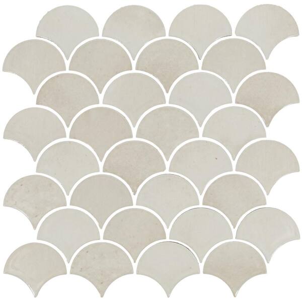 Mosa♡ Daltile Miramo Pearl 13 in. x 13 in. Glazed Ceramic Fan Mosaic