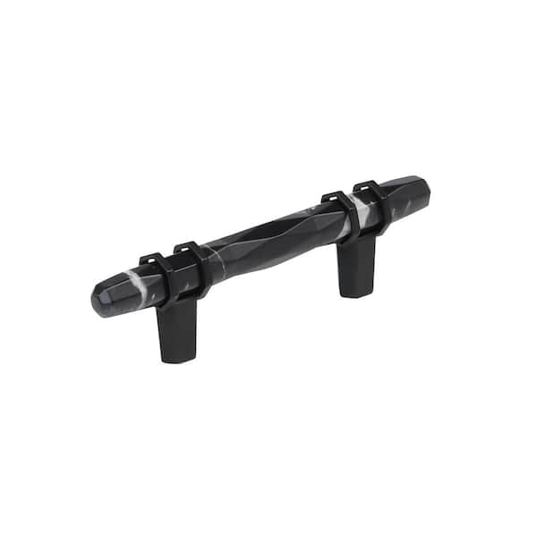Carrione 3 in. (76mm) Center-to-Center Marble Black/Black Bronze Bar Cabinet Pull