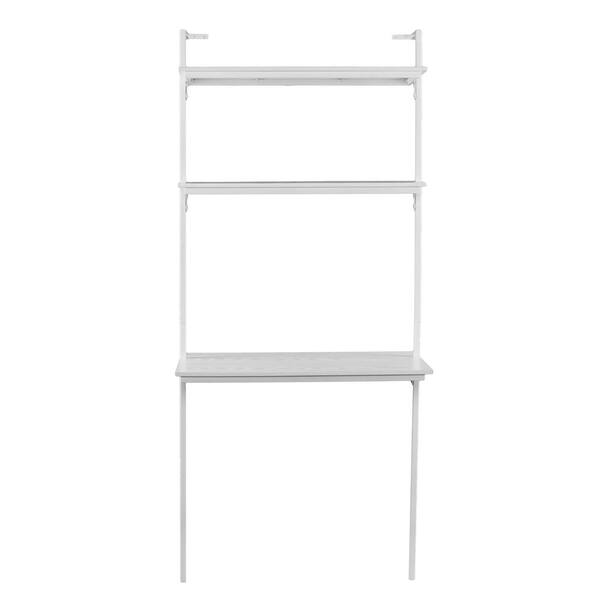 SEI FURNITURE Holly and Martin Haeloen 30 in. Rectangle Off-White Wood Writing Desk with Hutch-Style Shelves