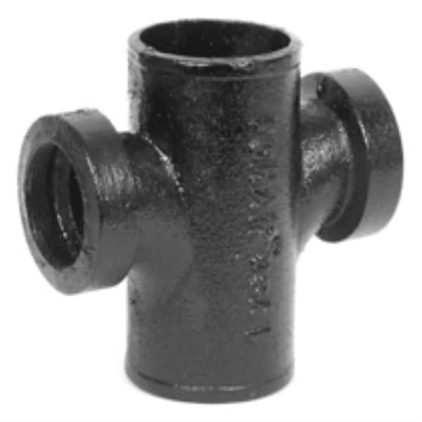 Charlotte Pipe 1-1/2 in. Cast-Iron DWV No-Hub Tapped Sanitary Cross