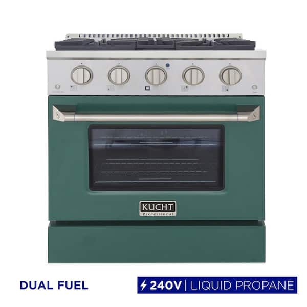 30 in. 4.2 cu. ft. Dual Fuel Range with Gas Stove and Electric Oven with Convection Oven in Green
