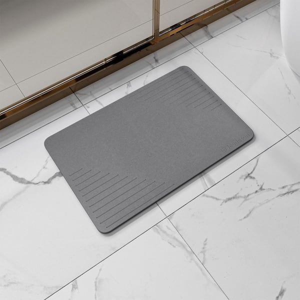 15.35 in. x 23.62 in. Stone Bath Mat, Super Absorbent Quick-Drying Diatomaceous Earth Bath Mat, Dark Gray