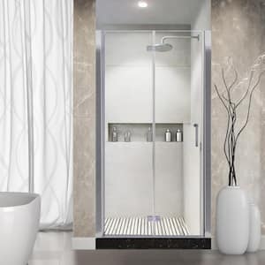 36-37.5 in. W x 72 in. H Frameless Bifold Shower Doors with 1/4 in. Thick Clear Tempered Glass in a Chorme Finish