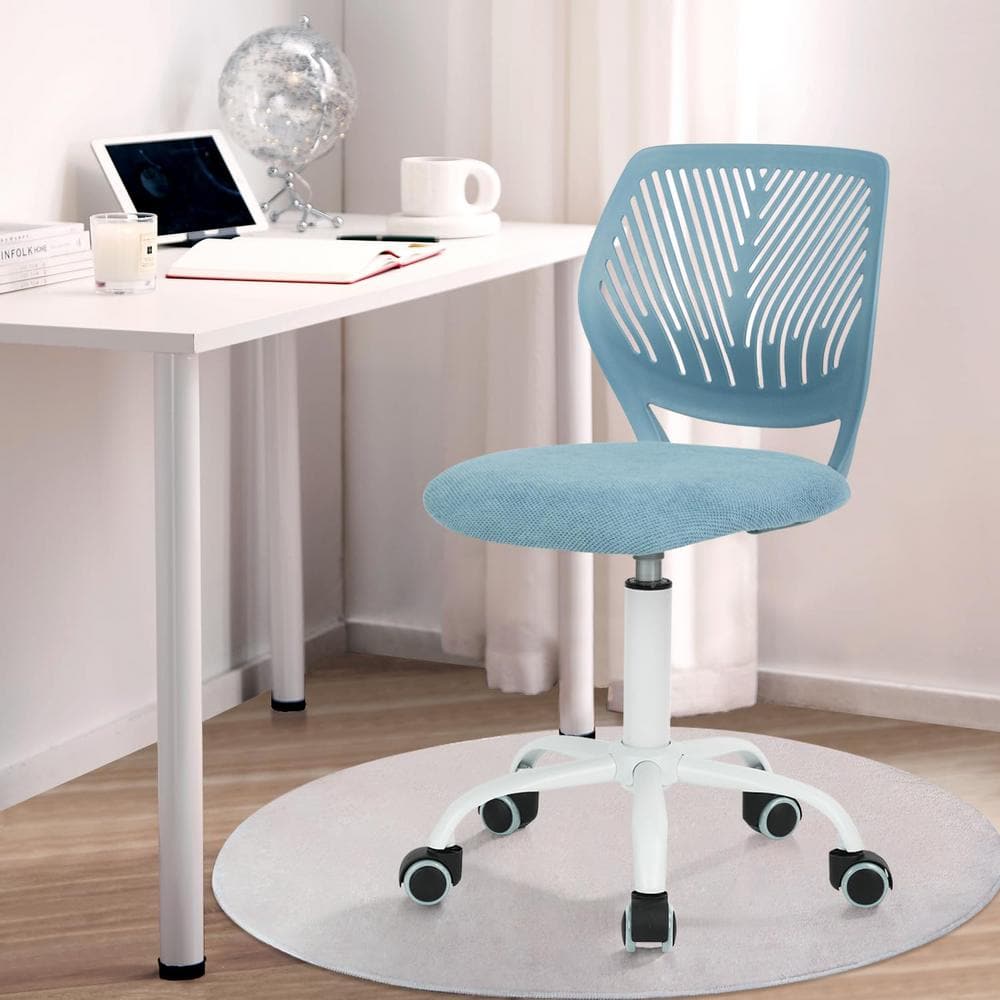 Carnation Mesh Ergonomic Swivel Task Chair in Curio Blue with Adjustable Height and Breathable Back Support for Teens -  Homy Casa, CARN CURIO BLUE