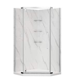 Capri 36 in. L x 36 in. W x 78.5 in. H Neo Angle Corner Shower Stall/Kit in Chrome with Door, Base, and Walls