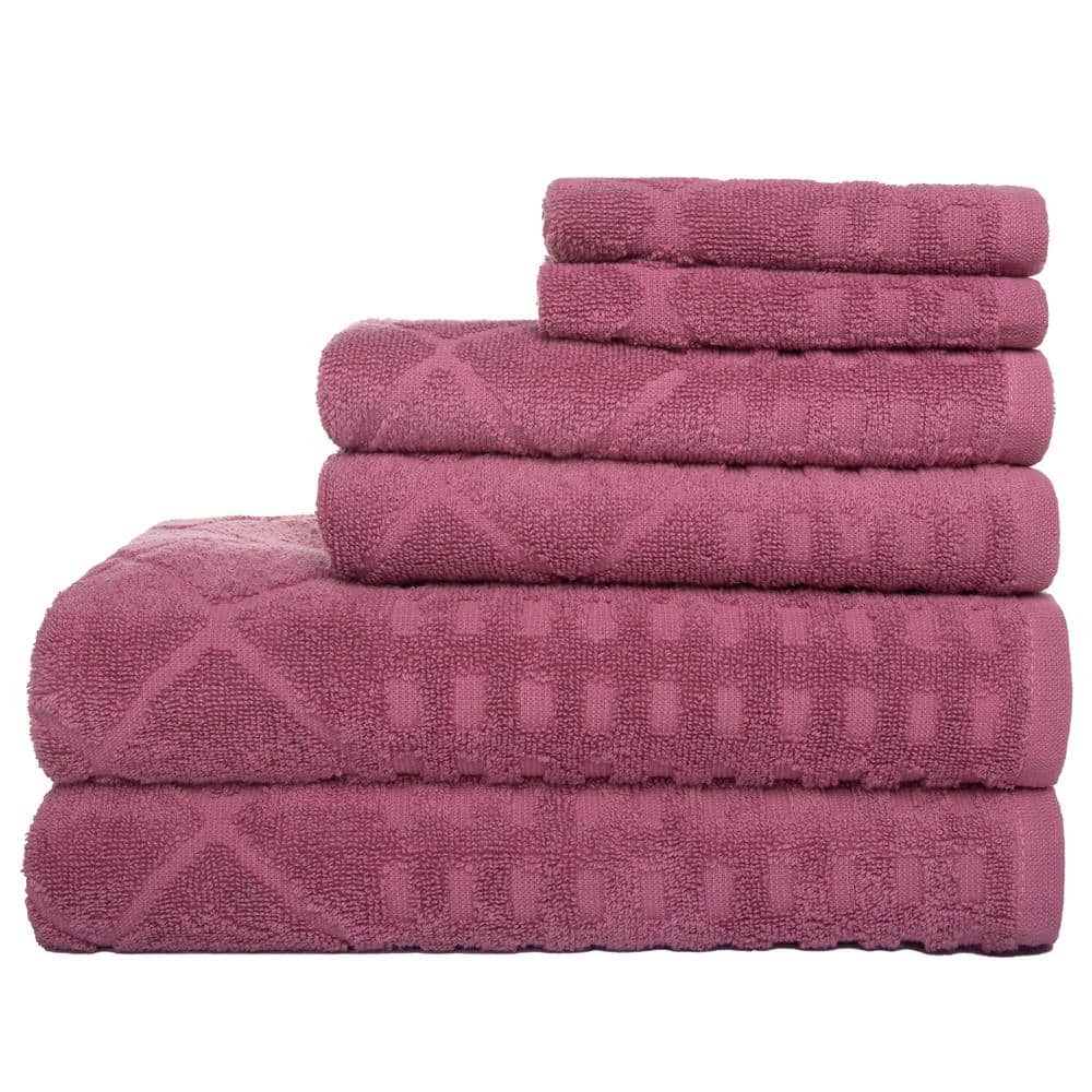 Bath Cotton 6-Piece - The Depot Home Foxglove Heatherly 4843T7R785 Textured Towel Set