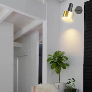 1-Light Black Metal Wall Sconce Lighting,  Modern Brass-Plated Wall Light Fixture  for Living Room Bedroom Bedside