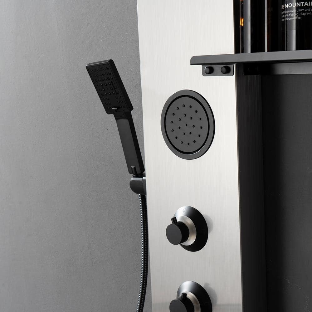 Stainless Steel 2-Jet Rainfall Shower Panel System with Shelf