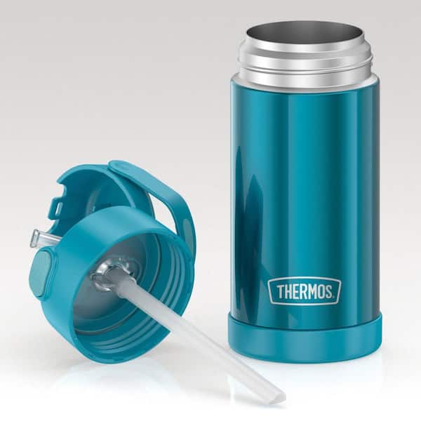 FUNTAINER 12 Ounce Stainless Steel Vacuum Insulated Kids Straw Bottle, Bluey