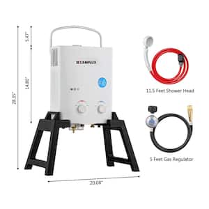 1.32 GPM 34,000 BTU Outdoor Portable Propane Tankless Water Heater with Water Pump Kit and Stand