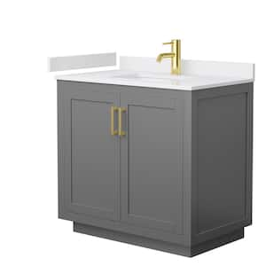 Miranda 36 in. W Single Bath Vanity in Dark Gray with Cultured Marble Vanity Top in White with White Basin