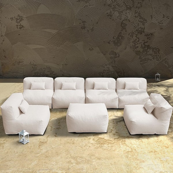 Outdoor Chairs Sectional Conversation Patio Set, Olefin Patio Furniture Sectional Conversation Set (Light Beige)