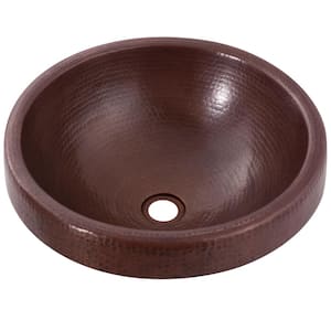 Granada Round Drop-In Copper Bathroom Sink in Antique