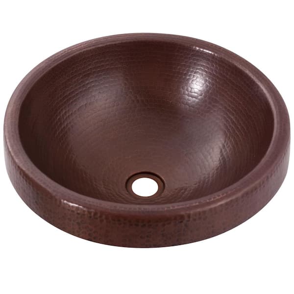 Granada Round Drop-In Copper Bathroom Sink in Antique