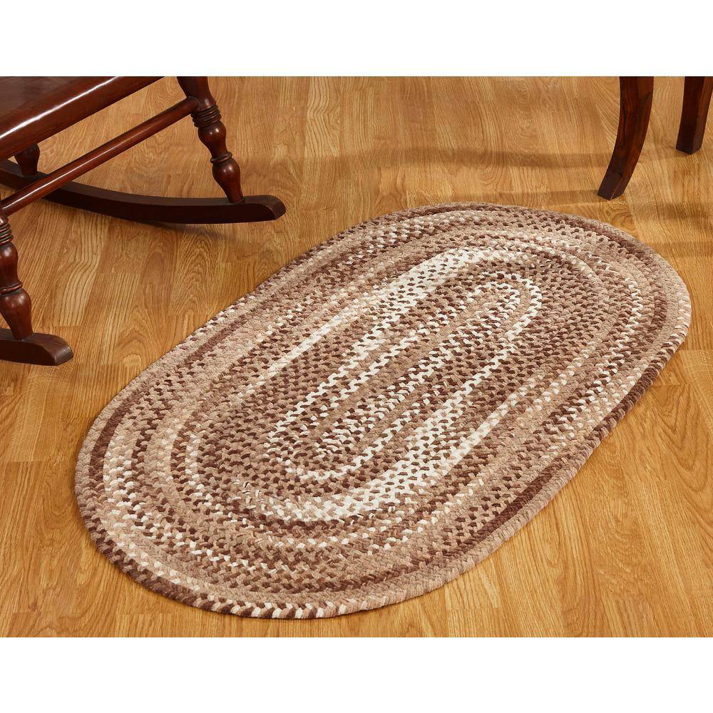 Brown Chenille Braided Reversible Oval Area Rug 5' x 7'