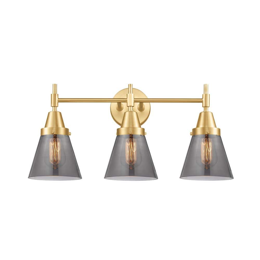 Cone 24.25 in. 3-Light Satin Gold Vanity Light with Glass Shade price history on PriceWatchPro