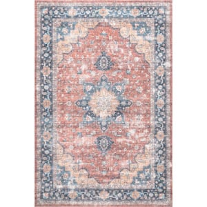 Patsy Traditional Persian Machine Washable Blue 8 ft. x 10 ft. Area Rug