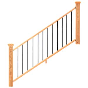 6 ft. Cedar-Tone Southern Yellow Pine Moulded Stair Rail Kit with Aluminum Square Balusters