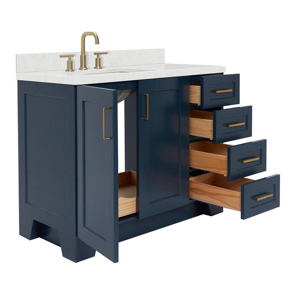 Midnight Blue 42" Single Bathroom Vanity with Quartz Top