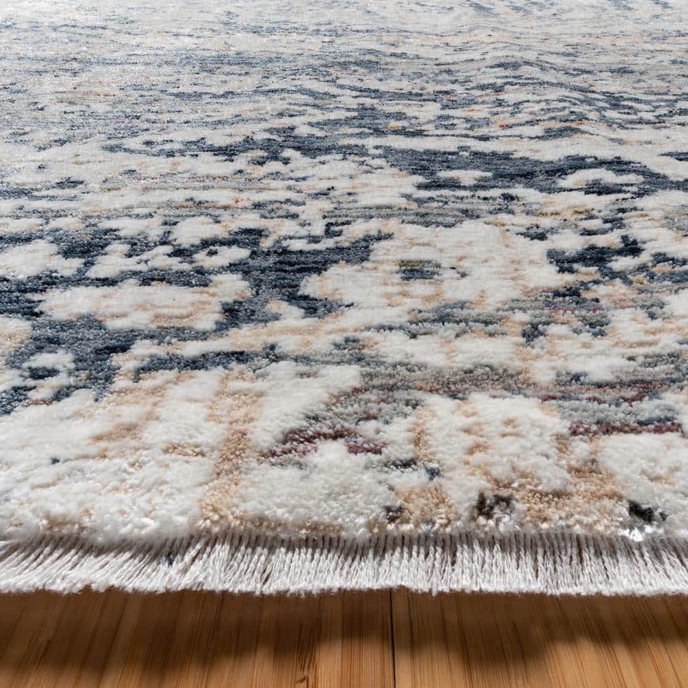 Damita Exton Blue and Beige 6' x 9' Abstract Area Rug