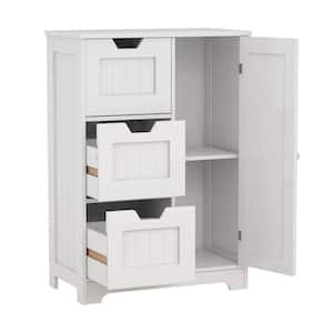 White 23.62 in. W x 11.81 in. D x 31.89 in. H White Linen Cabinet with 1 Door with 3 Drawers