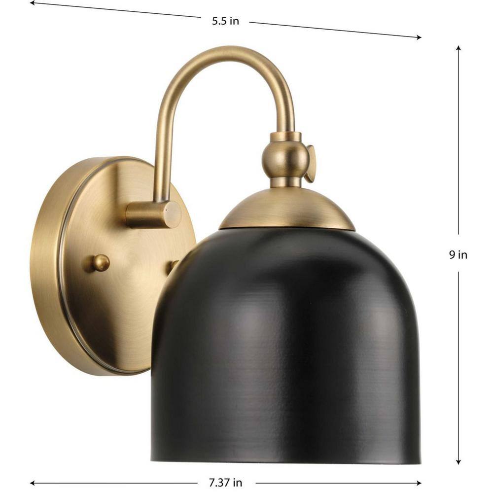 Dalton Black and Brass Metal Dome Bath Vanity Light