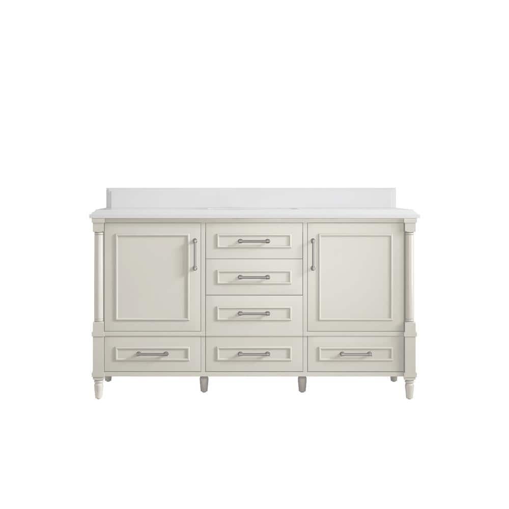Hudson 60 in. Single Sink Freestanding Alabaster Bath Vanity with White Top Unassembled price history on PriceWatchPro